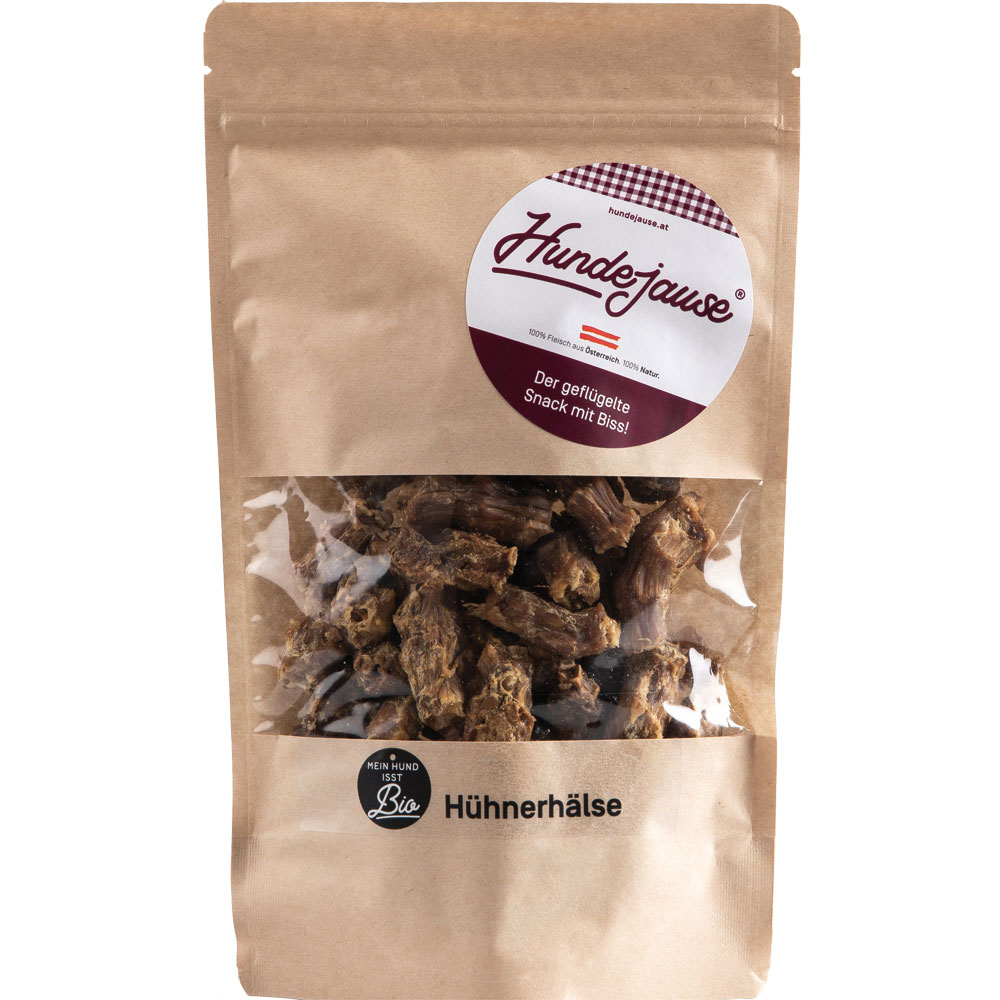 Neue ArtNr und Inhalt 7369200M mit 200g      4er-SET  Bio-H&uuml;hner JausenH&auml;lse 150g Hundejause - Bild 1
