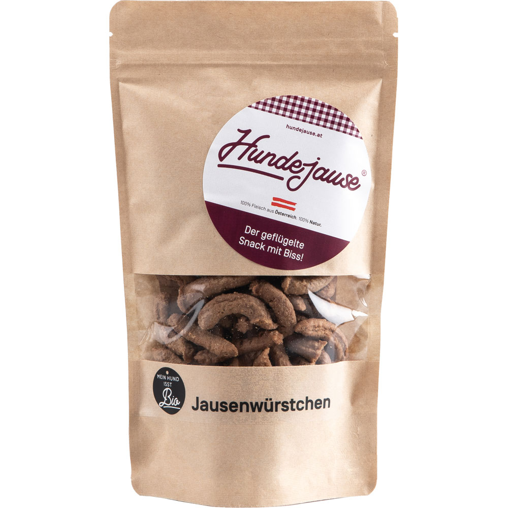 Neue Artnr 7369212M benutzen    jetzt 150g        4er-SET Bio JausenW&uuml;rstchen 90g Hundejause - Bild 1