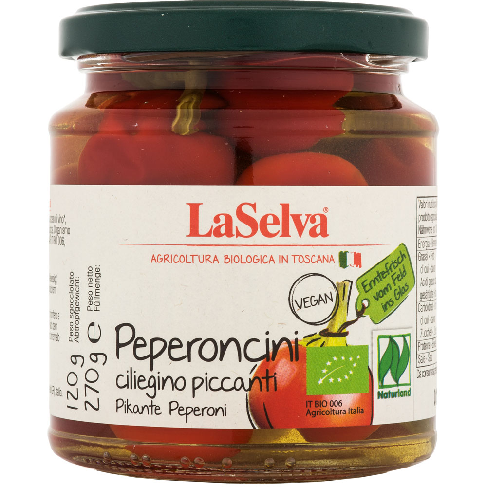 Peperoncini piccanti scharf, rot 270g LaSelva - Bild 1