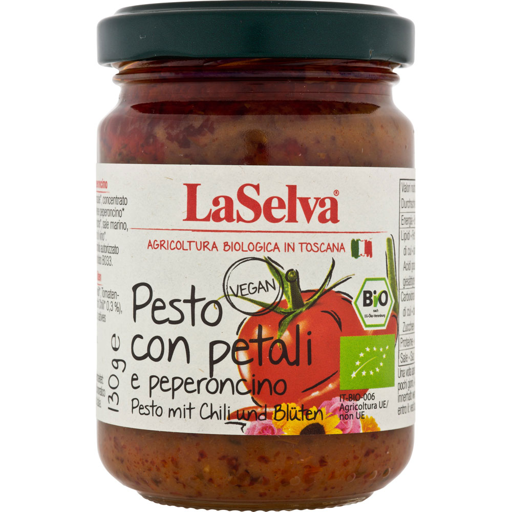 Pesto mit Chili und Blüten 130g LaSelva - Bild 1