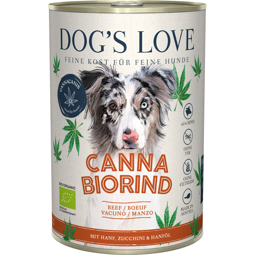 RM 3er-SET Hundealleinfutter Bio Rind mit Hanf und Zucchini 400g Dog's Love - Bild 1
