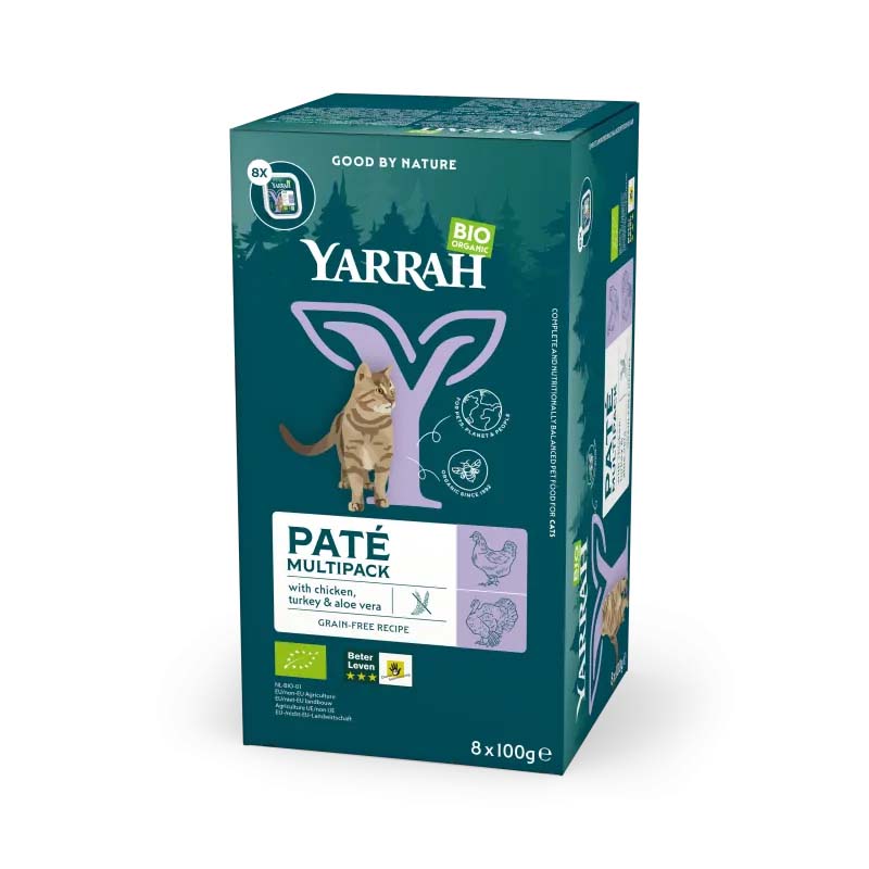 RM 4er-SET Bio Multipack f&uuml;r Katzen Pate Bio Huhn&Truthahn 8x100g Yarrah - Bild 1