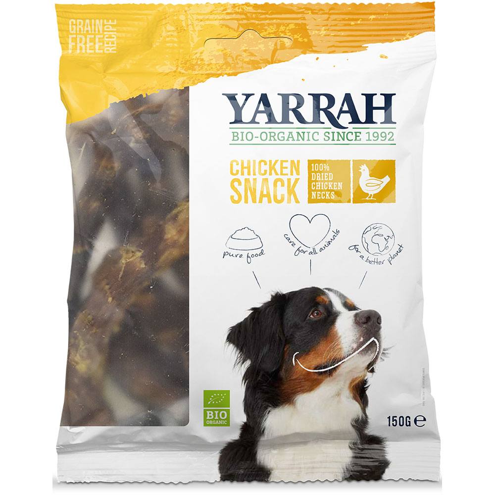 RM 4er-SET Leckerlie Bio Hühnerhälse, getrocknet 150g Yarrah - Bild 1