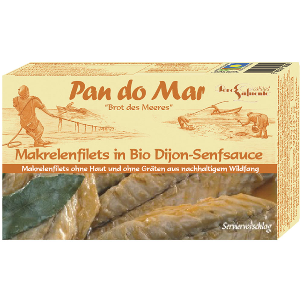 RM 4er-SET Makrelenfilets in  Bio-Dijon-Senfsauce 120g Pan do Mar - Bild 1