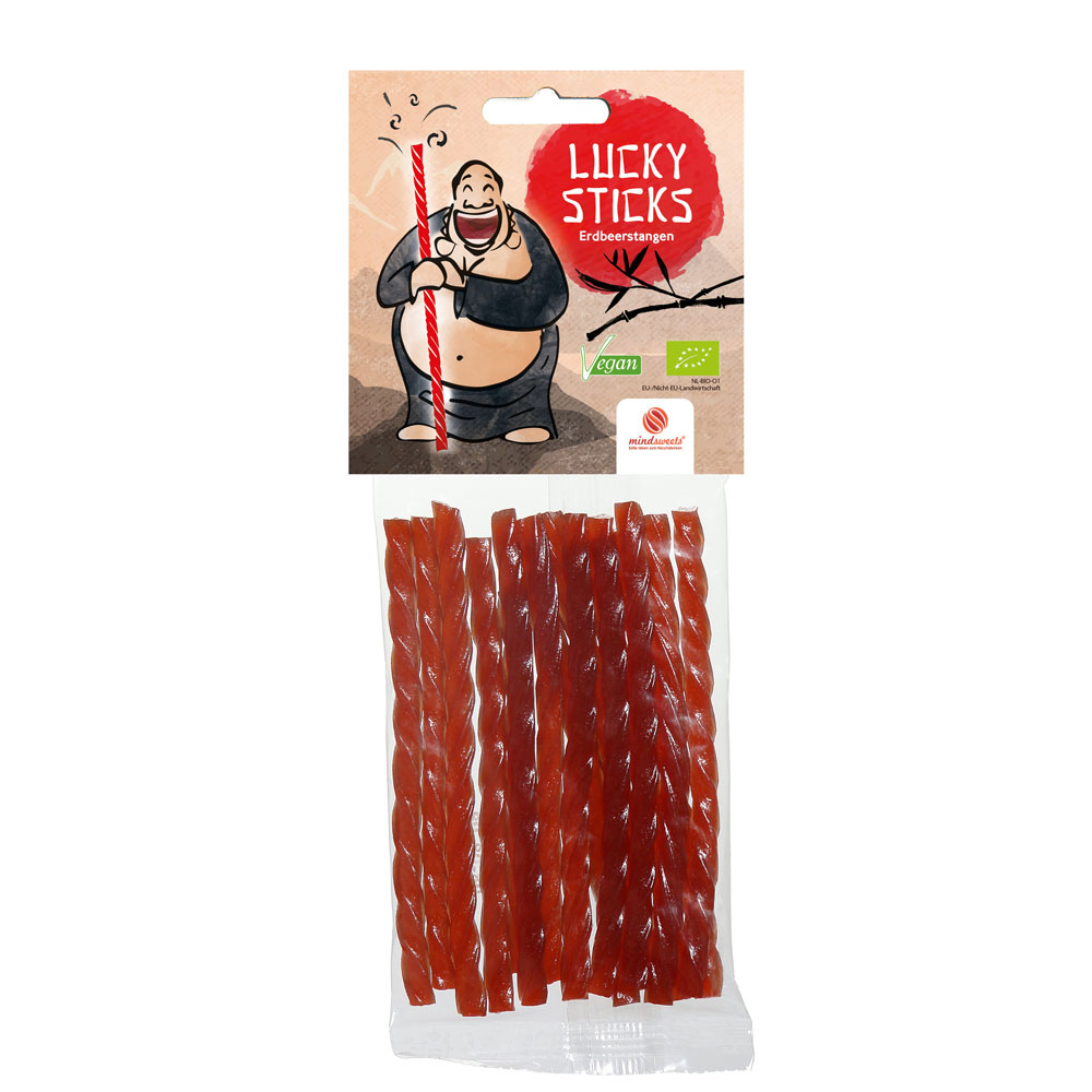 RM 4er-SET Sticks Erdbeere Bio Fruchtgummistangen 75g Lucky - Bild 1