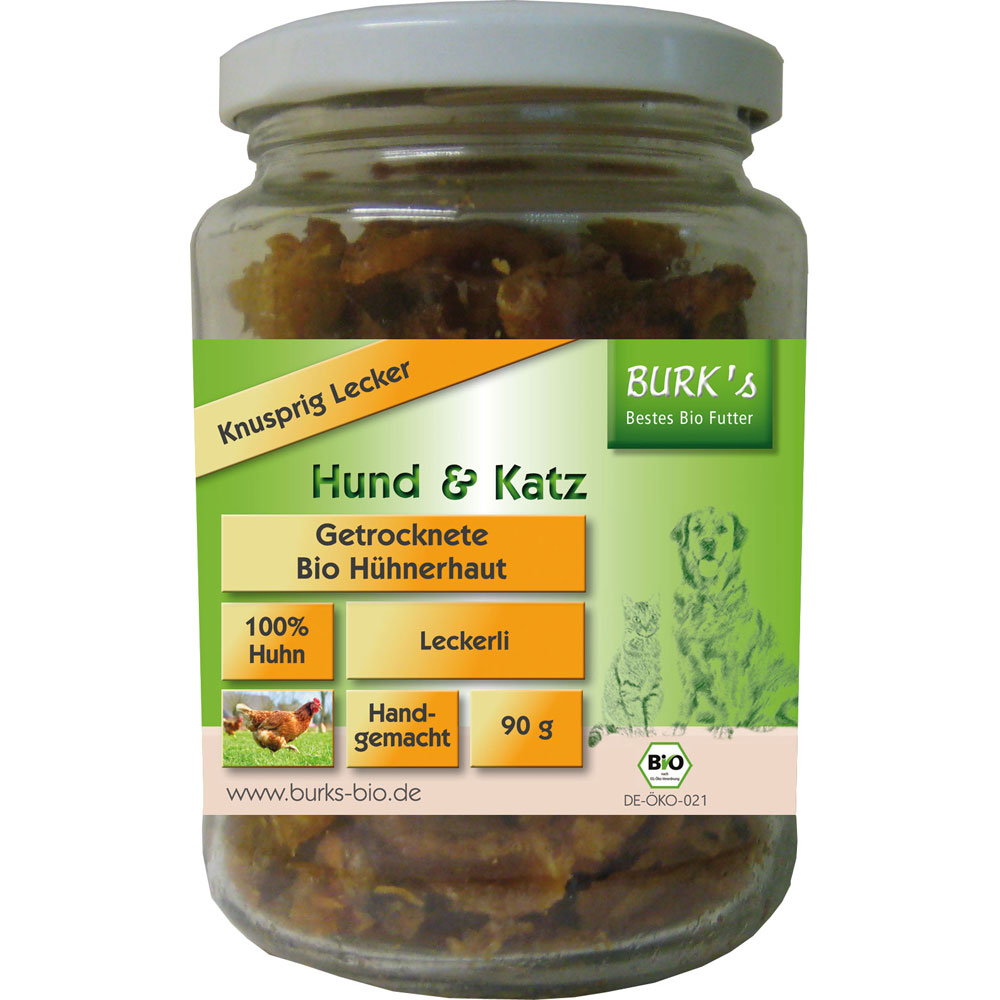 RM 6er-VE Getrocknete Bio-H&uuml;hnerhaut 90g BURK's - Bild 1