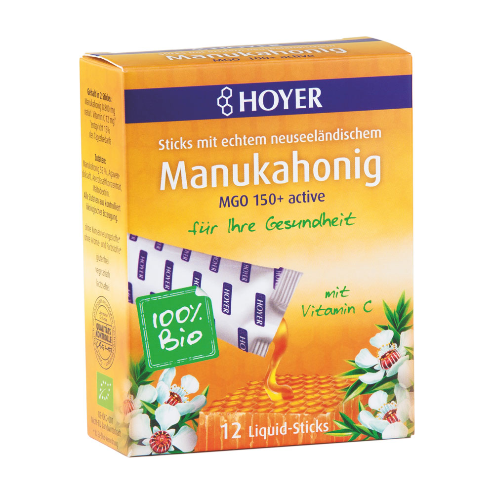 RM Bio Manukahonig Liquid Sticks, 12 Sticks, MGO 150+active 96g Hoyer - Bild 1