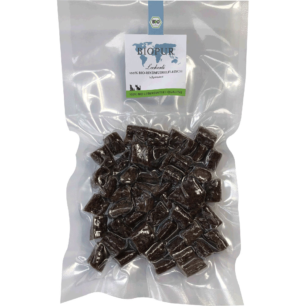 Rindswurst 100g geschnitten (6-9 mm) BIOPUR Bio Hunde Leckerli - Bild 1