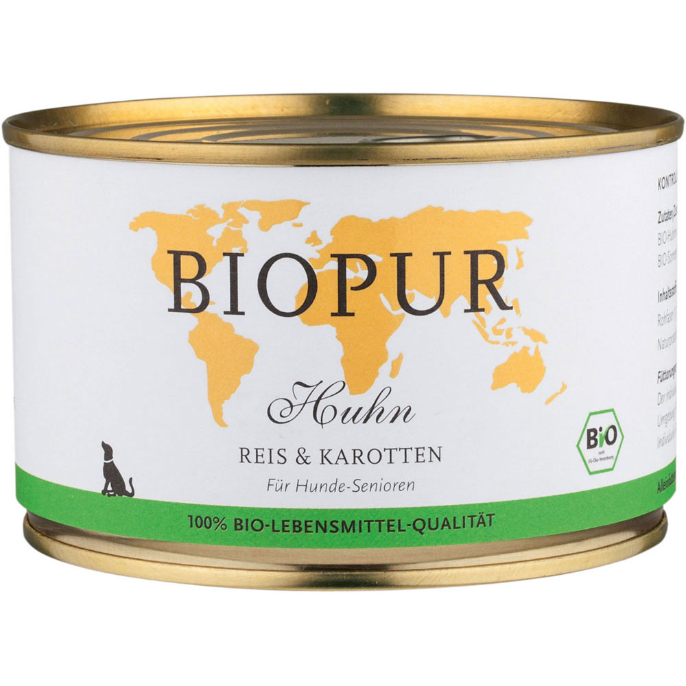 Senior: Huhn, Reis & Karotten 400 g BioPur Bio Hundefutter - Bild 1